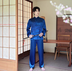 Tang Suit Men Hanfu Chinese Traditional Kung Fu Tai Chi Uniform Shirt and Pants