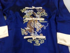 Martial Arts Kung Fu Uniform Dark Blue Embroidered Dragon Child Size 6 ~ NEW