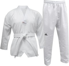 2PC ADIDAS World Taekwondo Student Dobok WHITE Uniform Men Women Child SIZE 160