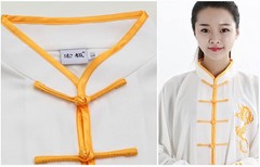One Suit Unisex Cotton Silk Dragon Embroidery Long Sleeves Tai Chi Uniform Suit