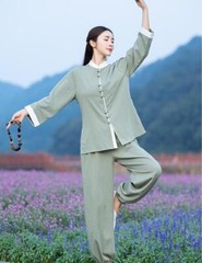 New Women Soft Cotton Linen Tai Chi Uniform Kung Fu Martial Arts Wing Chun Suit