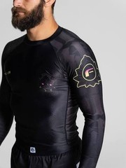 FUJI Oni Legend Flex Lite Longsleeve Rashguard Sz Small Black MMA BJJ Jiu-Jitsu
