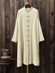 New Women Martial Arts Tai Chi Tang Suit Linen Kung Fu Tops Long Coat Retro Robe