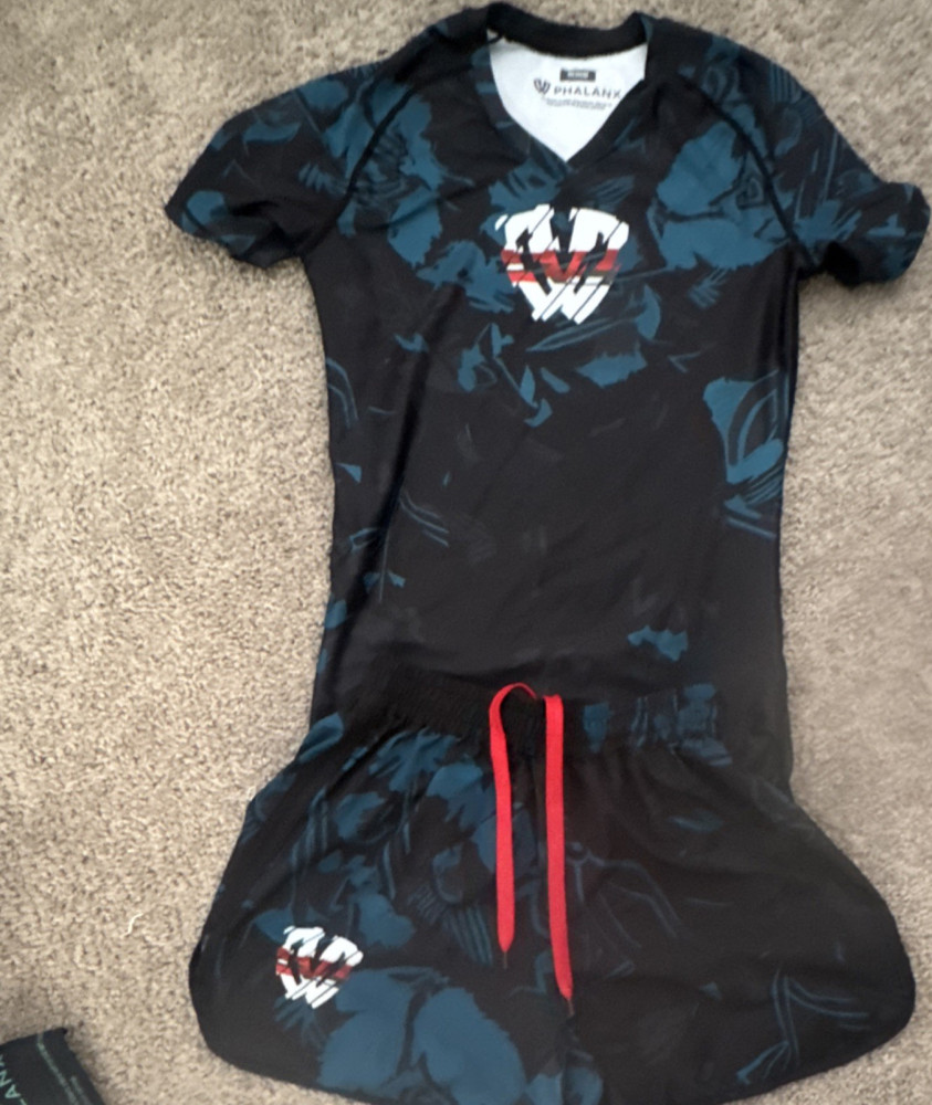 Phalanx Warrior XL Jiu-Jitsu Rash Guard Shorts Set Black Blue Red White