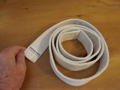 MACHO MARTIAL ARTS BELT 100% COTTON WHITE YOU CHOOSE 00/130 or 00/120 GI BELT