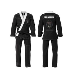 Custom Made Black Brazilian Jiu Jitsu Gi | Personalized Back Name Design | Inner