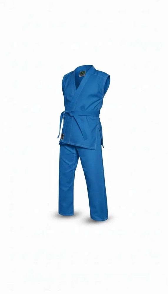 Sleeveless Blue Karate Gi | Lightweight Martial Arts Training Uniform with belt