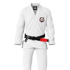 Premium White BJJ Gi Panda Warrior Inner Design | Pearl Weave Jiu Jitsu Kimono