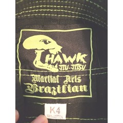 Hawk Jiu Jitsu BJJ Gi Kimono Top Black Lime Green K4 Kids Youth Martial Arts