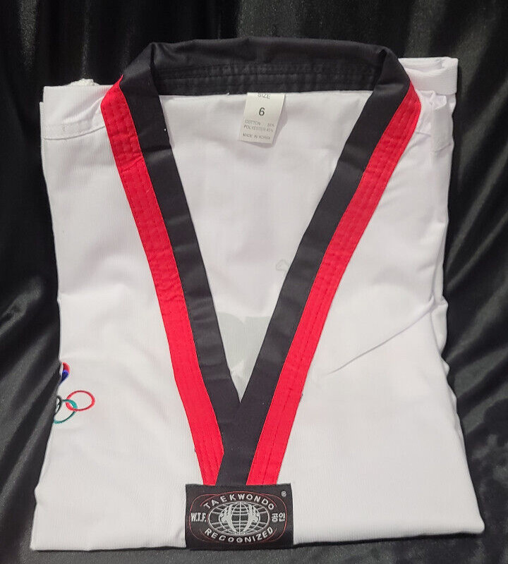 ❤RARE❤ TAEKWONDO RECOGNIZED KOREA USA OLYMPICS SIZE Size 6 White Full GI❤