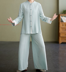 Women Tai Chi Suit Kung Fu Morning Exercise Uniform Cotton line martial arts Set
