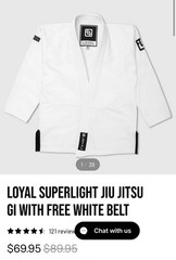 White Loyal BJJ GI Set Size A2L Unisex Brazilian Jiu Jitsu