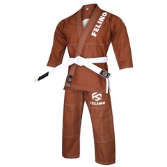 Felino Brown Adult Premium BJJ Gi Uniform Pearl Weave Brazilian Jiu Jitsu Kimono