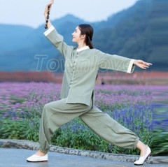 New Women Soft Cotton Linen Tai chi Uniform Kung fu Martial arts Wing Chun Suit