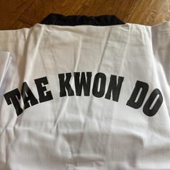 Dynamics White with Black trim V-neck Taekwondo Uniform Size 7 (210 Cm)