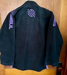 Sanabul martial arts Gi uniform top pants Ju Jitsu black purple size W1