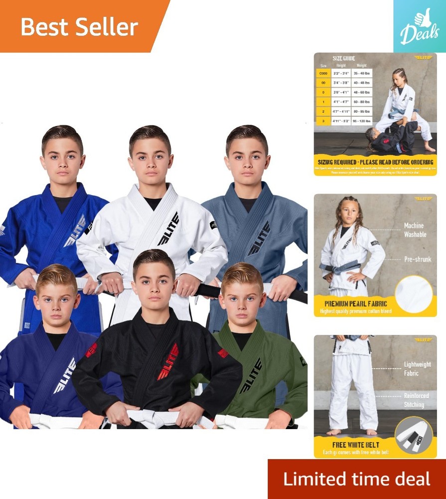 Striped Kids BJJ Gi – Ultra Light, Preshrunk Fabric & Free Belt, Size C000