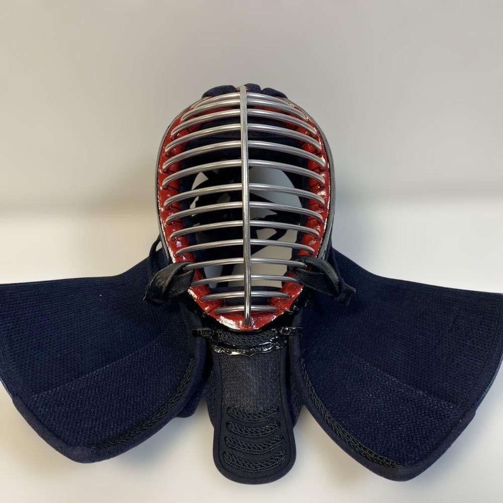 Japanese Kendo Men Head Gear Mask Dark Blue Metal Face Guard Armor