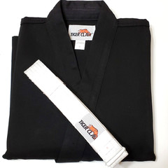 Tiger Claw Sparmaster Martial Arts Uniform Black Kids Size 0/130 White Belt Incl