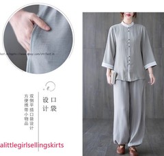 Women’s Cotton Linen Shirts +Pants Tai Chi Sets Blouse Arts Kung Fu Su Uniforms