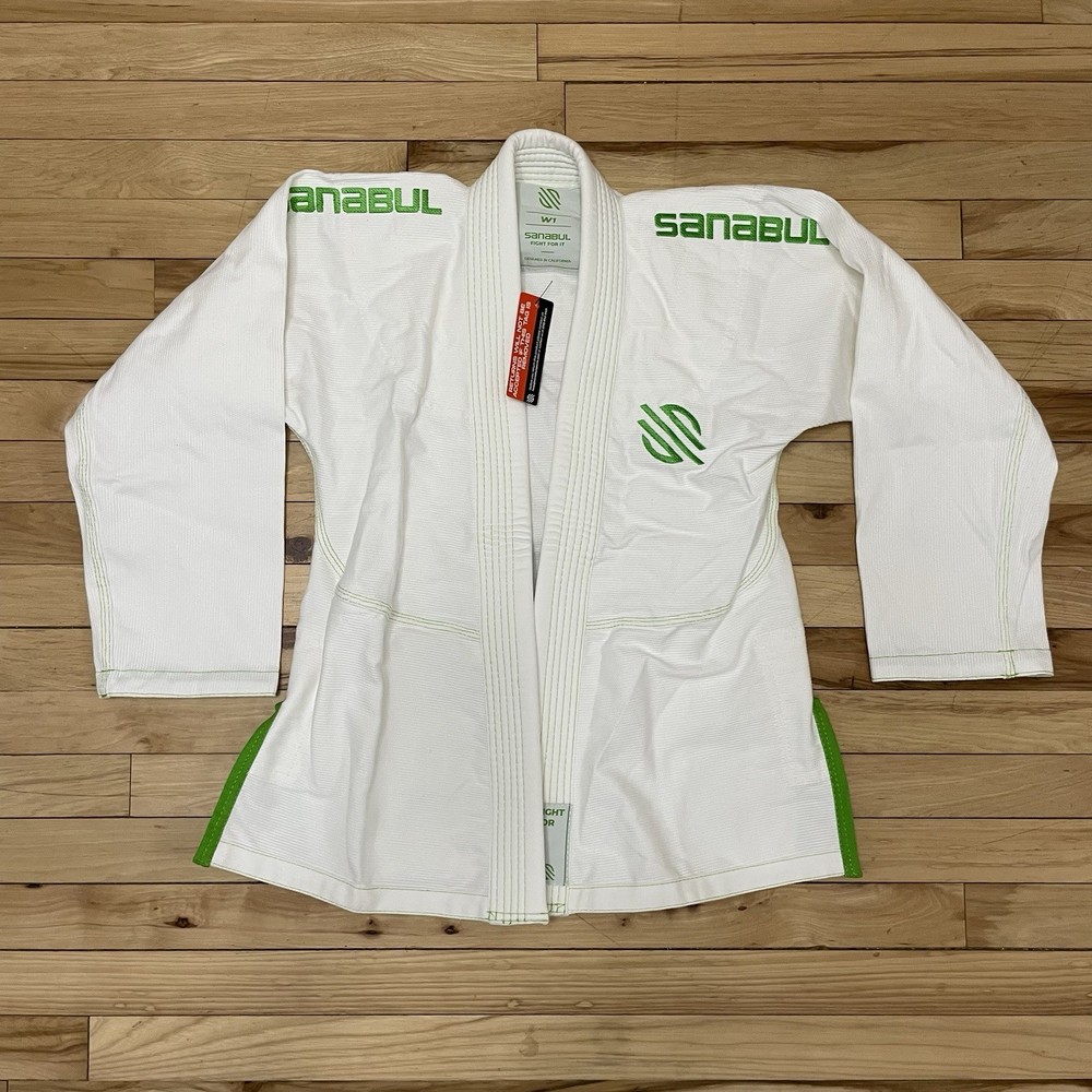 Sanabul Jiu Jitsu Gi Jacket Women’s Size W1 White Green NEW