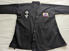 Martial Arts Robe Uniform WKSA Kuk Sool Won Korean Black Poly Cotton Size 4