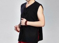 Men’s Retro Kung Fu Tang Suits Boxing Vests Cotton Tai Chi Uniform Waistcoat US