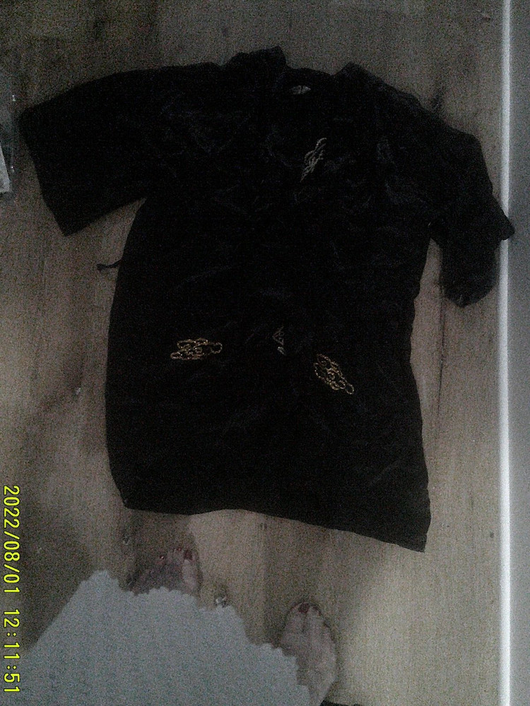 Black Satin Gi Kimona Serpent in gold martial arts 1 sz