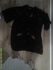 Black Satin Gi Kimona Serpent in gold martial arts 1 sz