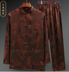 Mens Chinese Kung Fu Sets Taichi Tang Suit Top +Pant Martial Arts Wushu Customes
