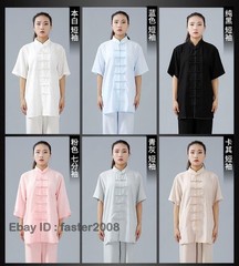 Linen Martial Arts Tai Chi Uniform Kung Fu Wingchun Suit Short Sleeves Outfit
