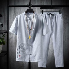 Men’s Tang suit Traditional Chinese Shirt +Pants Tang Suit Coat Kung Fu Tai Chi