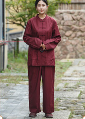 Unisex Shaolin Buddhist Monk Meditation Kung Fu Uniform Cotton Buckle Suit Sets