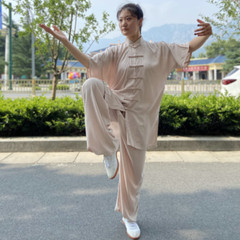 Unisex Summer Cotton Tai chi Uniform Kung fu Martial arts morning exercise Suit