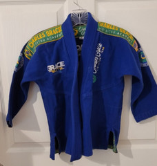 CHARLES GRACIE JIU-JITSU ACADEMY BLUE SMALL CHILD GI TOP SIZE MOO