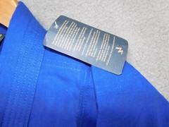 Wasuru Budo hybrid Karate/Jiu-Jitsu Blue Uniform Size 1 100% Cotton Reinforced