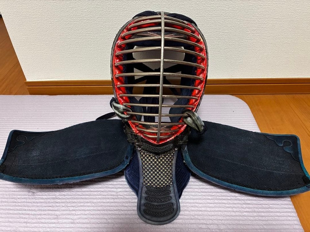 Japanese Kendo Men Head Gear Mask Navy Blue Hand Stitched For High School