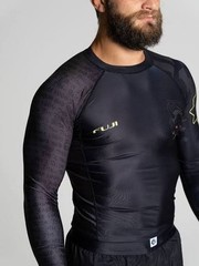 FUJI Oni Legend Flex Lite Longsleeve Rashguard Sz Small Black MMA BJJ Jiu-Jitsu