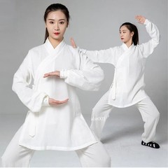 Women Chinese Traditional Cotton Linen Tai Chi Practice Martial Art Uniform Set