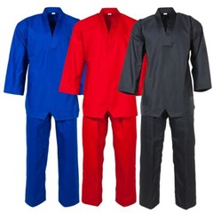 Tiger Claw Lightweight Poly-Cotton V-Neck Uniform Color Red, Size 5