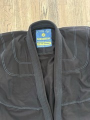 Gold BJJ Aeroweave Ultralight Gi A1 Black w/ Blue Stitching Complete BJJ Suit