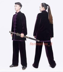 2PC Suit Men’s Velvet Coat Pants Tai Chi Thicken Comfort Classic Stand Collar SZ