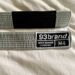 93 Brand “Seek Higher Ground” High Quality Gray Belt Size M4 Unisex Jui-Jitsu