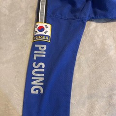 BMA Best Sangmoosa Taekwondo Uniform Gi USWC Black Belt Club Size 4 Blue MMA