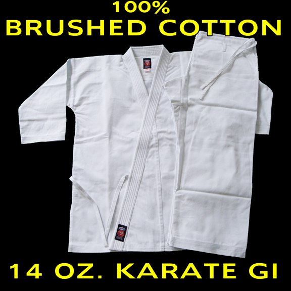 Size 4 WHITE 14 Oz. Gi Made of 100% Brushed Cotton Heavy Weight Karate Uniform