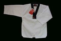KANKU new Taekwondo Uniform 7.5Oz Adult and Kids WTF, White, black, poom