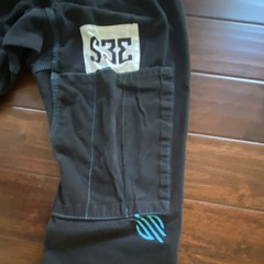 Black Martial Arts Pants Blue Stitching S3E Patch Size S/k4 Uniform for children