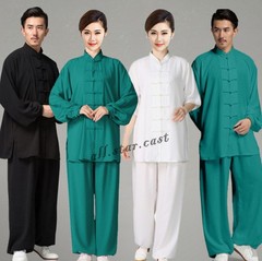 Unisex Cotton Blend Tai Chi Suit Morning Exercise Uniform Kung Fu Clothing Suit