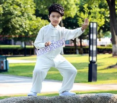 Unisex Kids Tai Chi Cotton Clothing Kung Fu Uniforms Wushu Martial Arts Suit Set