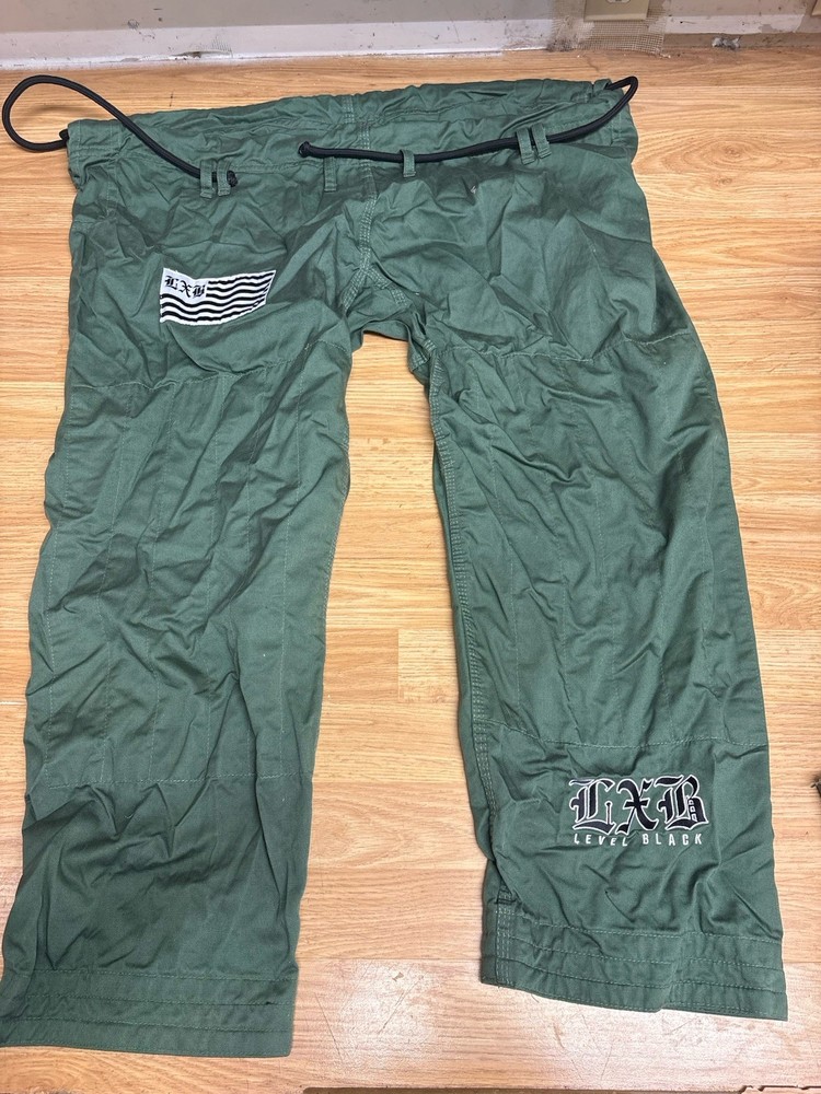 Level Black Green BJJ A3W Cotton Pants Men’s Size 3XL